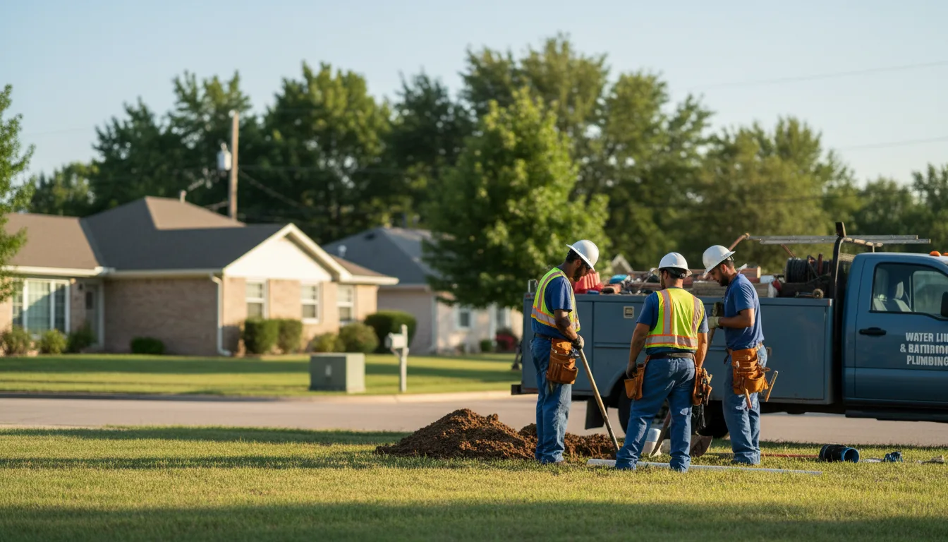 Residential water line and bathroom plumbing service in Oakwood, TX